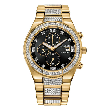 Citizen CA0752-58E Men's Eco-Drive Gold-Tone Crystal Set Watch