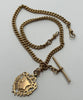 9ct 375 Rose Gold Double Albert Pocket Watch T-Bar Chain & Fob Necklace 18"