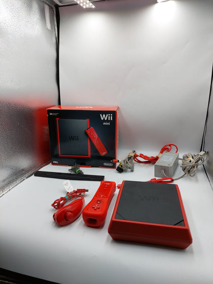 Nintendo wii mini console Red Boxed includes wii remote+Nunchuck and sensor bar