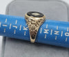 9CT GOLD RING BLACK STONE DIAMOND SIZE L LEYLAND