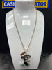 Silver Chain and Monkey Green Pendant 18", 18.71g