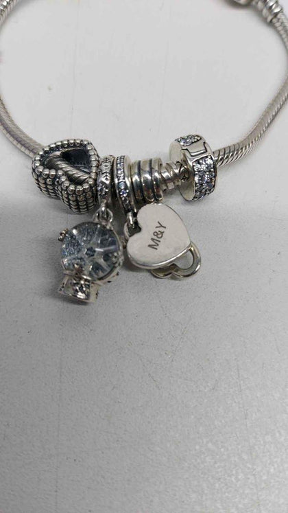 Pandora (ALE 925) Silver Charm Bracelet With 6 Charms - 27.94 Grams - 8