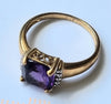 9ct Gold Ring with Purple Stone /Diamond Chips