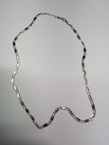 18ct White Gold Curb Block Chain