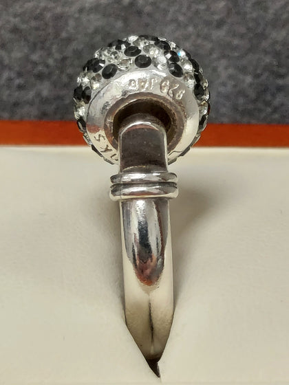 Vintage JAa Lovelinks Black & Clear Crystal Silver Bead & 