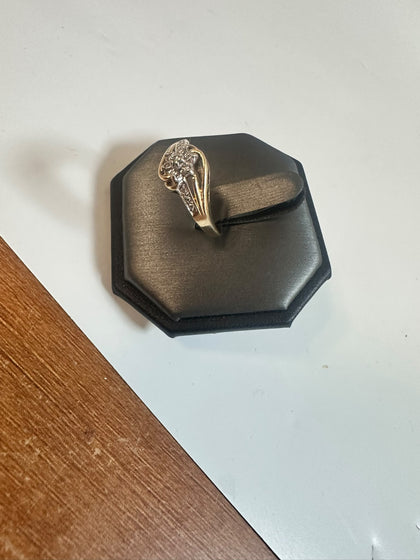 9ct Yellow Gold Flower Gem Ring - Size Q