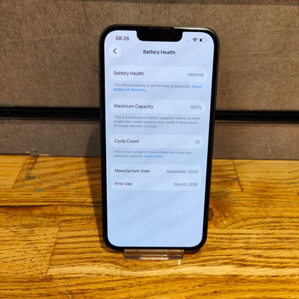Apple iPhone 16e - 128 GB - Black BH 100% Cycle 31 Apple Warranty 10/03/27