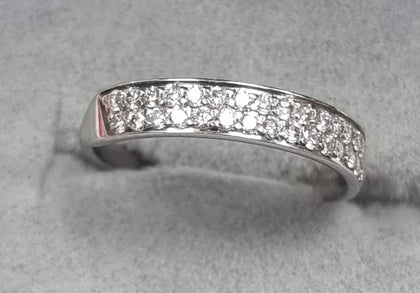 9ct  White Gold Diamond Ring Size J