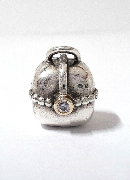 Pandora Two Tone Amethyst Purple Purse Clip Charm