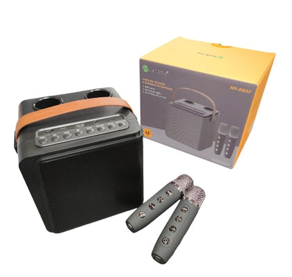 NEWRIXING NR8807 Bluetooth Speaker Wireless Music Player with Dual TWS Handheld Noise Reduction Microphone - Black
