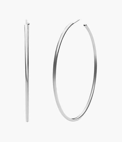 MICHAEL KORS SILVER TONE LARGE DELICATE HOOP EARRINGS LEYLAND