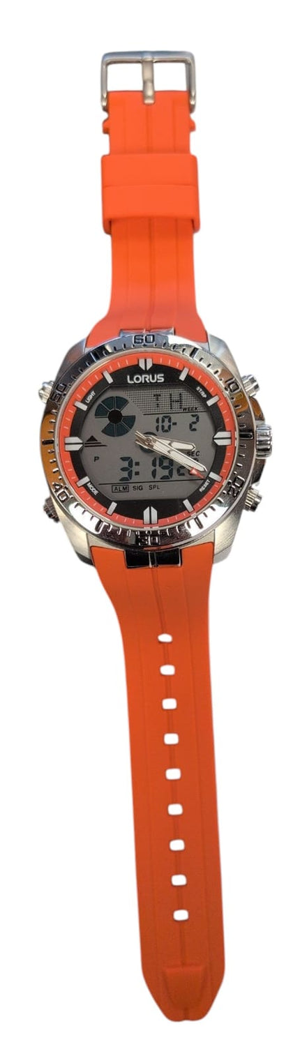 Lorus Z026-X001 Men's Watch Stainless Steel with Orange Silicone Strap 