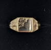 375 HALLMARKED 9CT, YELLOW GOLD, SIGNET RING WITRH DESIGN ON BAND, SIZE: Q, 2.5G, BOXED