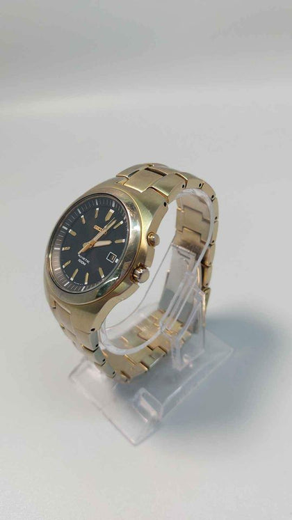 Seiko Gents 5M62-0CK0 Kinetic Watch With Date - Steel Bracelet (Plating Coming Off) - Unboxed