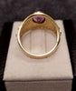 9ct Yellow Gold College Style Ring Bezel set with Purple Stone Size U
