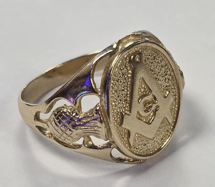 9ct Masonic Ring - Size S 1/2
