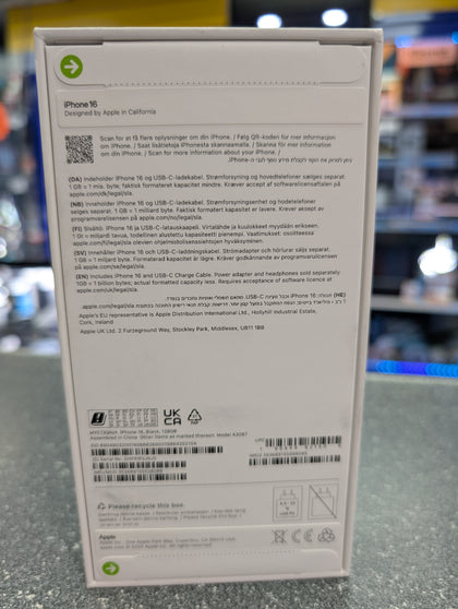 New Apple iPhone 16 Mobile Phone 128gb