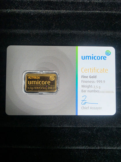 UMICORE FINE GOLD 999.9 2.5G 24CT