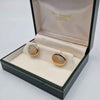 Pair Of 9ct Tri-Colour Cufflinks With CZ Stone - 6.27 Grams