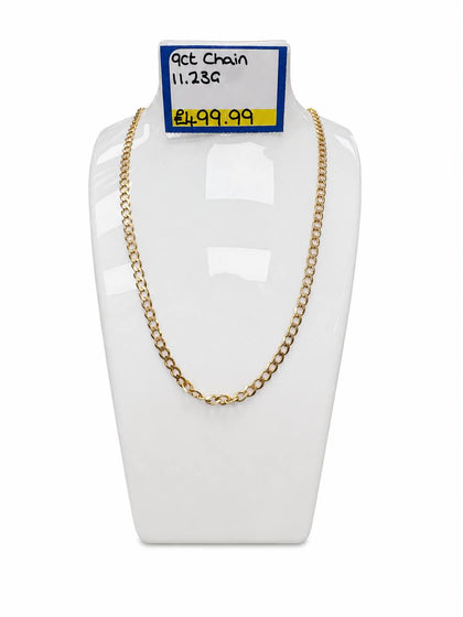 9ct Gold Curb Chain **24 Inches in length** **0.5mm In width** **11.23G* **Hallmarked**