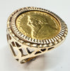 Solid Gold 1/10oz 1981 Krugerrand coin in a 9ct ring size J1/2