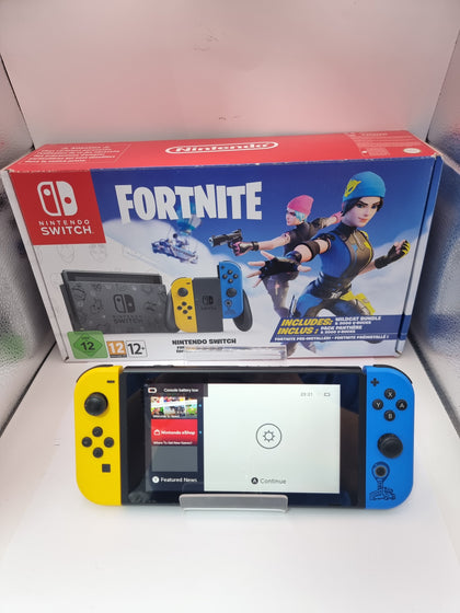 NINTENDO Switch HOME GAMING  Console, 32GB Fortnite + Yellow/Blue Joy-Con, (No DLC) Boxed