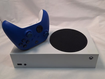 Microsoft Xbox Series S 512GB Console with 1 x blue controller and leads unboxed