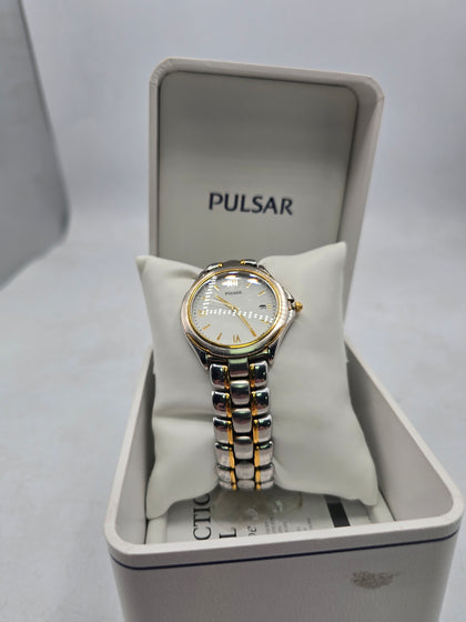 pulsar steel and gold watch