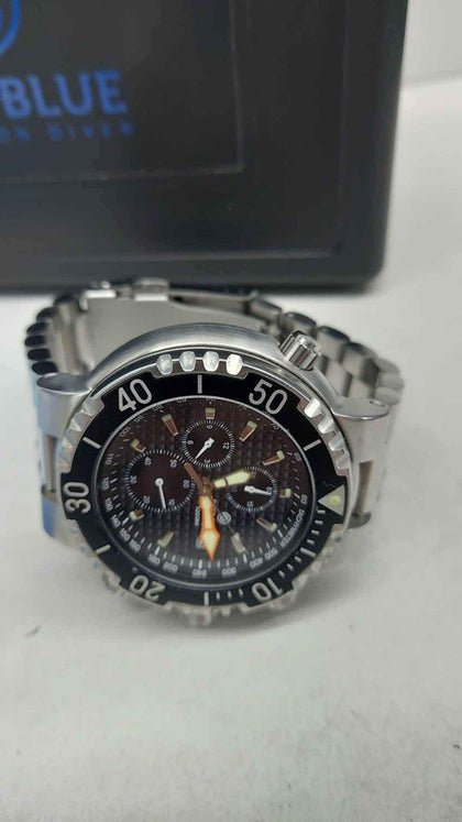 Deep Blue Precision 1000M Divers Quartz Chronograph Watch - Steel Bracelet - Boxed With Links.