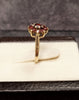 9ct Yellow Gold Red Stone Cluster Ring - Size I