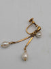Art Deco Cultured Pearl Earrings 9ct Gold Antique Screw Back Drop Dangle Stamped