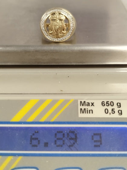 9ct Yellow Gold Replica LIVERPOOL FC SHEILD Ring  - Size W