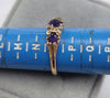 9ct Gold Ring Purple/Clear Stones Size "O"