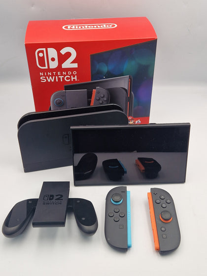 Nintendo switch 2 256GB black gaming console with joycons, dock, and cradle with all leads BOXED