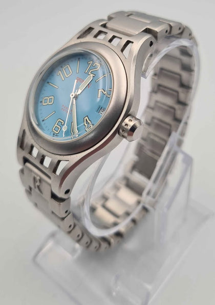 Reunion (Made By Rotary) Quartz Movement Womens Watch With Steel Bracelet, Blue Face & Box