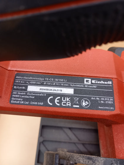 Einhell Cordless Circular Saw TE-CS 18/150 *Body Only*