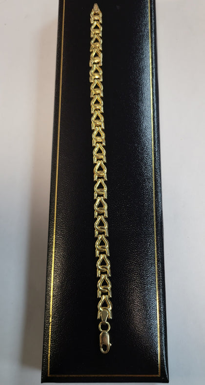 9CT Yellow Gold Fancy Link Bracelet with Lobster Claw Clasp - 7
