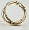9ct gold three colour, three band ring size V