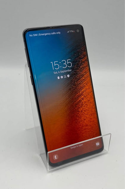 SAMSUNG GALAXY S10, 128GB, PRISM BLACK, UNLOCKED, UNBOXED **CRACKED BACK**