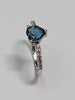 9ct White Gold Ring with Blue Stone - Size K