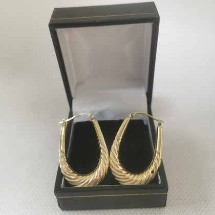 9k Gold Hoop Set of Earrings, 375 Hallmarked, 2.07Grams, Box Included