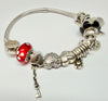 Pandora Moments Two Toned Logo Clasp Snake Bracelet with 12 Charms 19cm