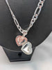 925 Sterling Silver 3-In-1 Figaro Chain With Heart Locket Pendant - 29.2 Grams - 24" Long *BRAND NEW