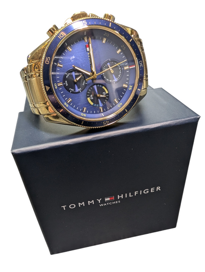 GENTS GOLD TOMMY HILFIGER WATCH WITH TAGS BOXED (NEW CONDITION) PRESTON STORE