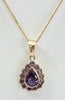 9ct Gold Necklace Purple Pendant 18"