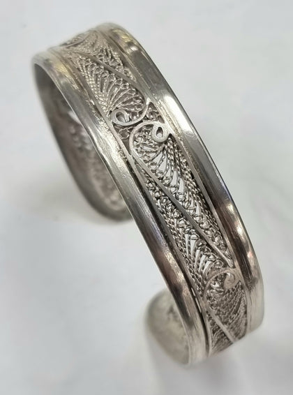 Silver Ornate Bangle