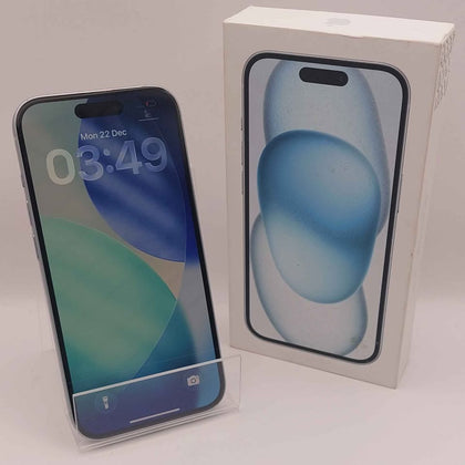 Apple iphone 15 128GB blue Boxed **81% Battery & scratch on screen**