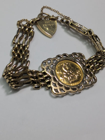 1906 HALF SOVEREIGN  4 BAR BRACELET