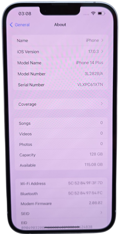 ** Black Friday Sale ** iPhone 14 Plus - Purple 128GB - 93% Battery