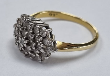 9ct Gold Diamon Cluster Ring Size K 0.50ct
